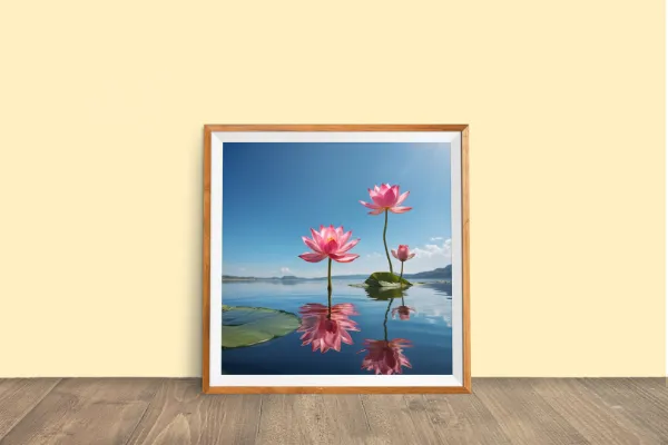 Two flowers in a lake